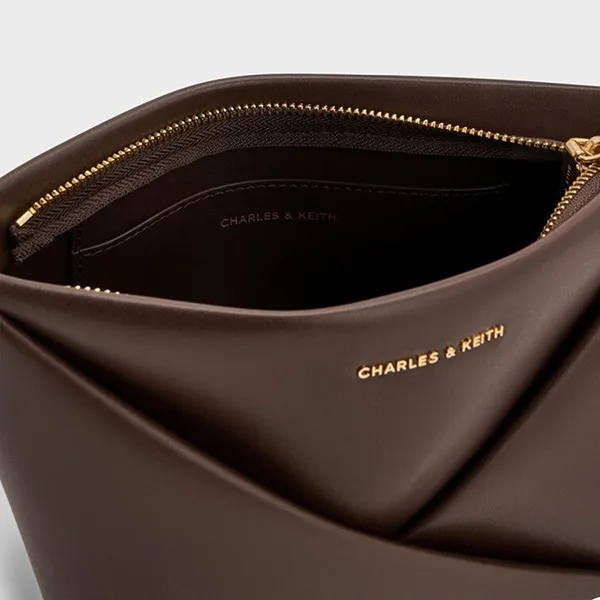 Túi Đeo Chéo Nữ Charles & Keith CNK Midori Geometric Crossbody Bag CK2-80782276 Espresso Brown Màu Nâu Đậm