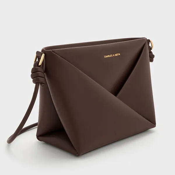 Túi Đeo Chéo Nữ Charles & Keith CNK Midori Geometric Crossbody Bag CK2-80782276 Espresso Brown Màu Nâu Đậm