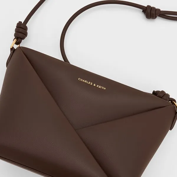 Túi Đeo Chéo Nữ Charles & Keith CNK Midori Geometric Crossbody Bag CK2-80782276 Espresso Brown Màu Nâu Đậm