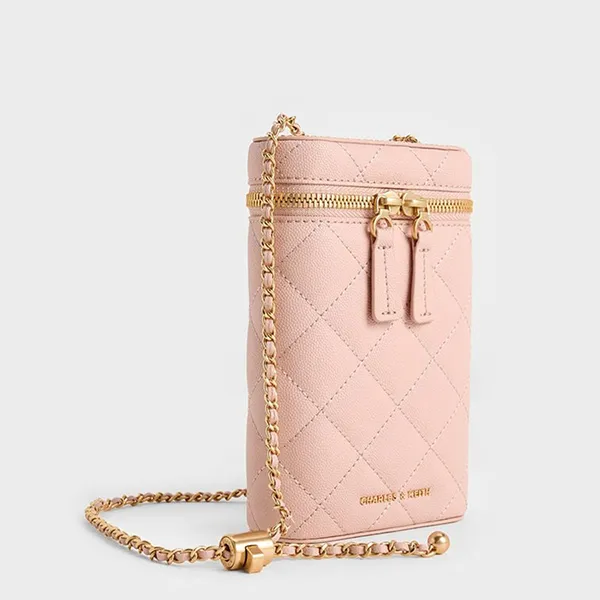 Túi Đeo Chéo Nữ Charles & Keith CNK Mini Apfra Quilted Elongated Bag - Pink CK2-00701397_PINK Màu Hồng