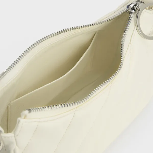 Túi Đeo Chéo Nữ Charles & Keith CNK Philomena Puffy Chain-Strap Crossbody Bag Cream Màu Trắng Kem