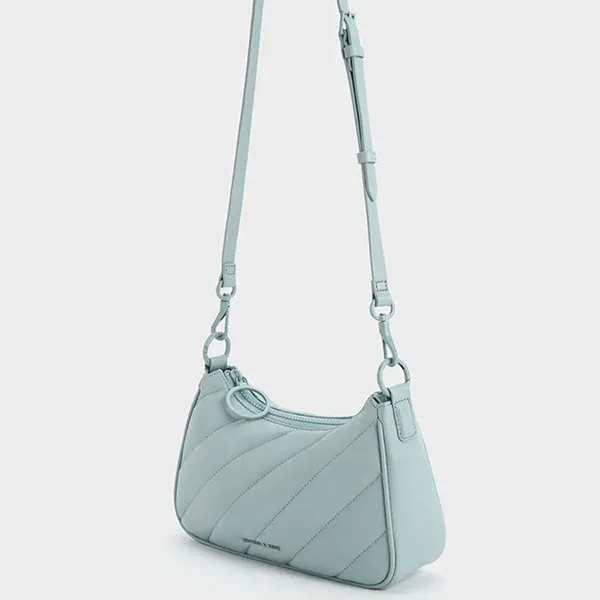 Túi Đeo Chéo Nữ Charles & Keith CNK Philomena Puffy Chain-Strap Crossbody Bag CK2-80151347 Slate Blue Màu Xanh