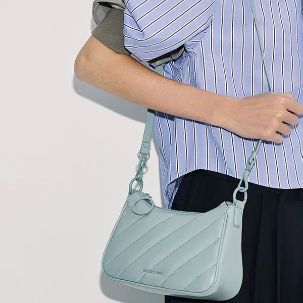 Túi Đeo Chéo Nữ Charles & Keith CNK Philomena Puffy Chain-Strap Crossbody Bag CK2-80151347 Slate Blue Màu Xanh