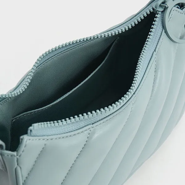 Túi Đeo Chéo Nữ Charles & Keith CNK Philomena Puffy Chain-Strap Crossbody Bag CK2-80151347 Slate Blue Màu Xanh