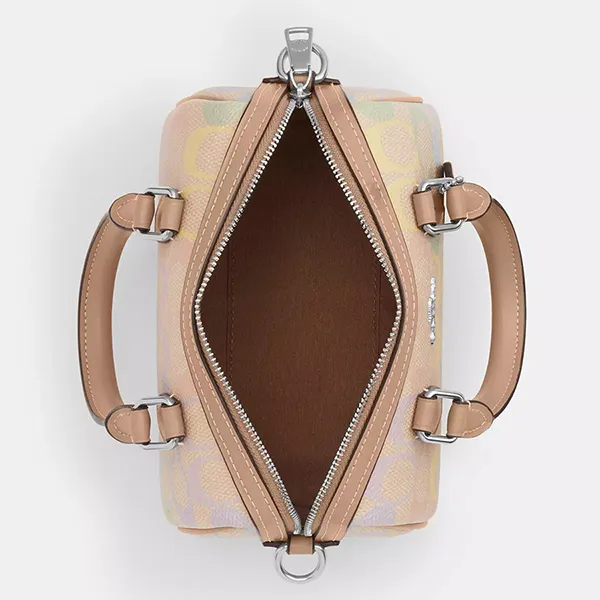 Túi Đeo Chéo Nữ Coach Mini Rowan Crossbody Bag In Rainbow Signature Canvas CDC39 Màu Be