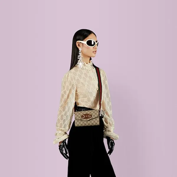 Túi Đeo Chéo Nữ Gucci Horsebit 1955 Mini Bag 724713HUHHX8565 Màu Be Nâu