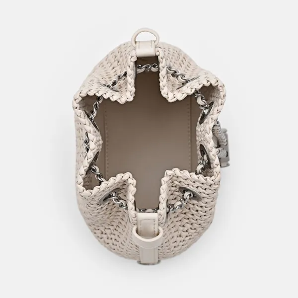 Túi Đeo Chéo Nữ Pedro Icon Raffia Mini Drawstring Bag Powder PW2-15210022 Chalk Màu Trắng Ngà