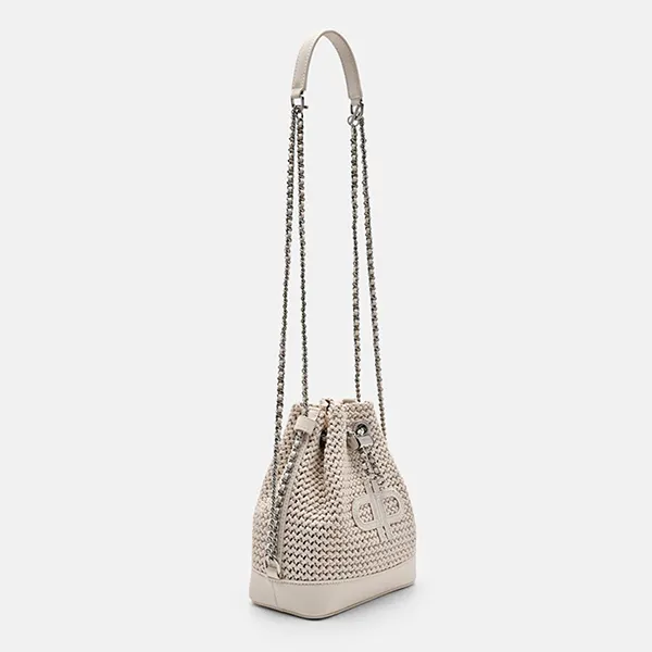 Túi Đeo Chéo Nữ Pedro Icon Raffia Mini Drawstring Bag Powder PW2-15210022 Chalk Màu Trắng Ngà