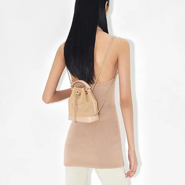 Túi Đeo Chéo Nữ Pedro Icon Raffia Mini Drawstring Bag Powder PW2-15210022 Sand Màu Vàng Cát