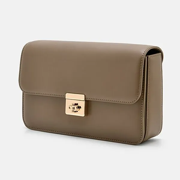 Túi Đeo Chéo Nữ Pedro Studio Leather Rectangular Shoulder Bag PW2-76390131 Taupe Màu Nâu Xám