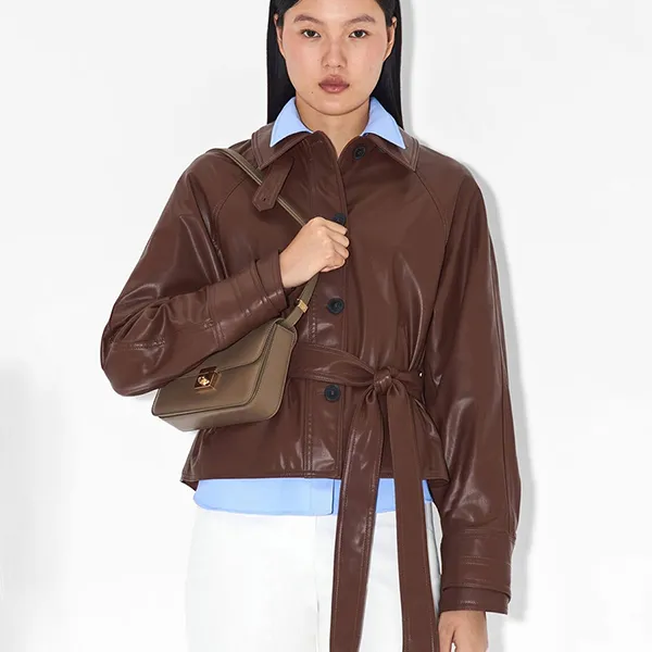 Túi Đeo Chéo Nữ Pedro Studio Leather Rectangular Shoulder Bag PW2-76390131 Taupe Màu Nâu Xám