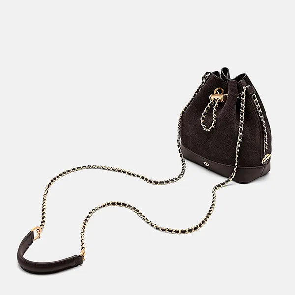 Túi Đeo Chéo Nữ Pedro Suede Mini Bucket Bag - Dark Brown PW2-15210022-1_DK.BRW_XS Màu Nâu Đậm