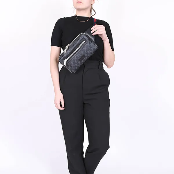 Túi Đeo Hông Nam Gucci GG Supreme Soft Belt Bag Black Màu Đen