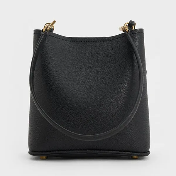 Túi Đeo Vai Nữ Charles & Keith Alcott Rectangular Bucket Bag Black CK2-10782094_BLACK Màu Đen