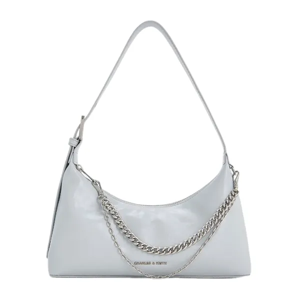 Túi Đeo Vai Nữ Charles & Keith Atwood Chain Embellished Sea Salt Blue CK2-40782472 Màu Xanh Blue