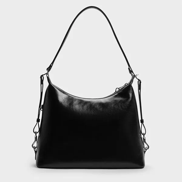Túi Đeo Vai Nữ Charles & Keith Atwood Distressed Noir Shoulder Bag CK2-40782798 Màu Đen