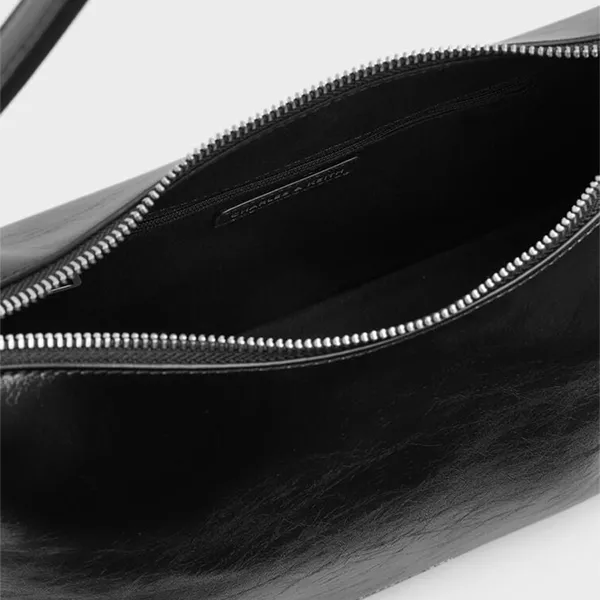 Túi Đeo Vai Nữ Charles & Keith Atwood Distressed Noir Shoulder Bag CK2-40782798 Màu Đen