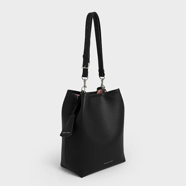 Túi Đeo Vai Nữ Charles & Keith Beryl Bucket Trapezoid Shoulder Bag Noir CK2-10151504_NOIR Màu Đen