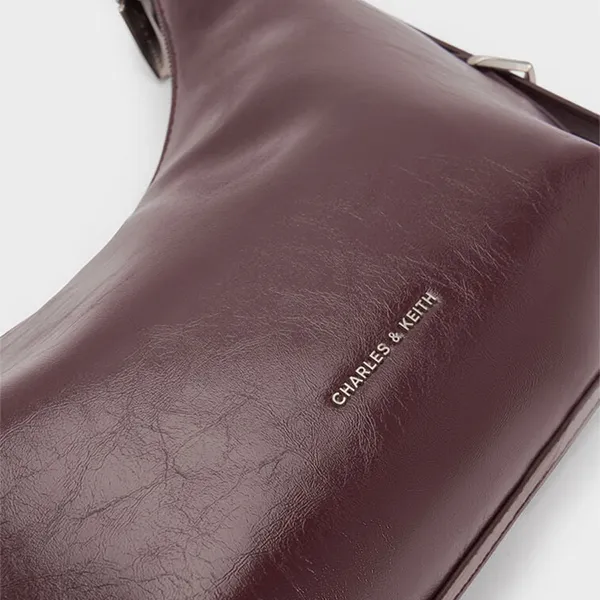 Túi Đeo Vai Nữ Charles & Keith Bryna Curved Hobo Wineberry Red Shoulder Bag CK2-40782526 Màu Đỏ Rượu
