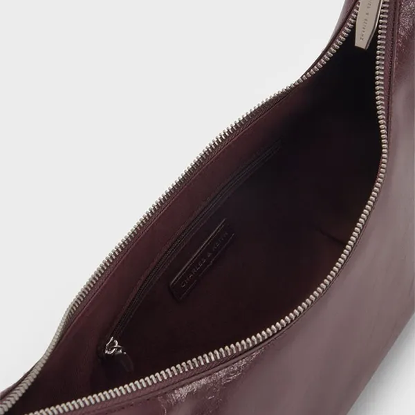 Túi Đeo Vai Nữ Charles & Keith Bryna Curved Hobo Wineberry Red Shoulder Bag CK2-40782526 Màu Đỏ Rượu