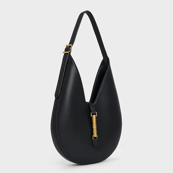 Túi Đeo Vai Nữ Charles & Keith Cesia Metallic Accent Hobo Black Shoulder Bag CK2-40271683 Màu Đen