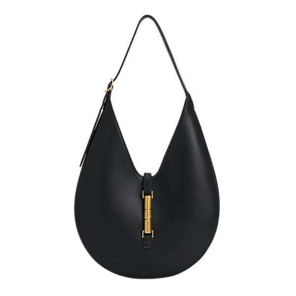 Túi Đeo Vai Nữ Charles & Keith Cesia Metallic Accent Hobo Black Shoulder Bag CK2-40271683 Màu Đen