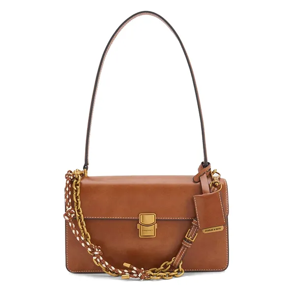 Túi Đeo Vai Nữ Charles & Keith CNK Acelynn Rope-Chain Shoulder Bag - Distressed Tan CK2-20701632 Màu Nâu