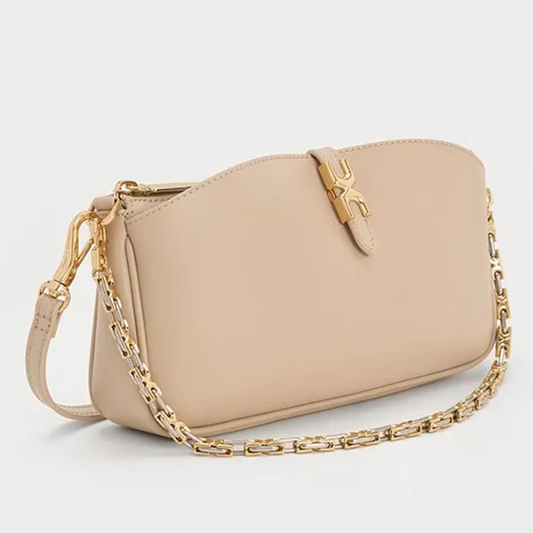 Túi Đeo Vai Nữ Charles & Keith CNK Adalyn Chain Shoulder Bag - Dusted Oat CK2-20782753_DU.OAT Màu Be