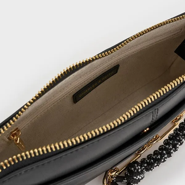 Túi Đeo Vai Nữ Charles & Keith CNK Addison Knotted-Rope Shoulder Bag CK2-20271647_BLACK Màu Đen