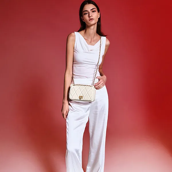 Túi Đeo Vai Nữ Charles & Keith CNK Arwen Diamond-Quilt Braided-Strap Shoulder Bag - Cream CK2-20671747 Màu Trắng Kem
