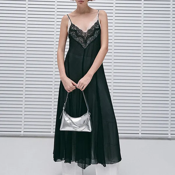 Túi Đeo Vai Nữ Charles & Keith CNK Atwood Chain-Embellished Shoulder Bag - Silver CK2-40782472 Màu Bạc