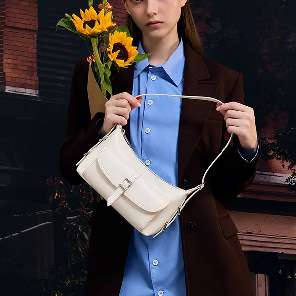 Túi Đeo Vai Nữ Charles & Keith CNK Bryna Belted Shoulder Bag - Cream CK2-20782621 Màu Kem