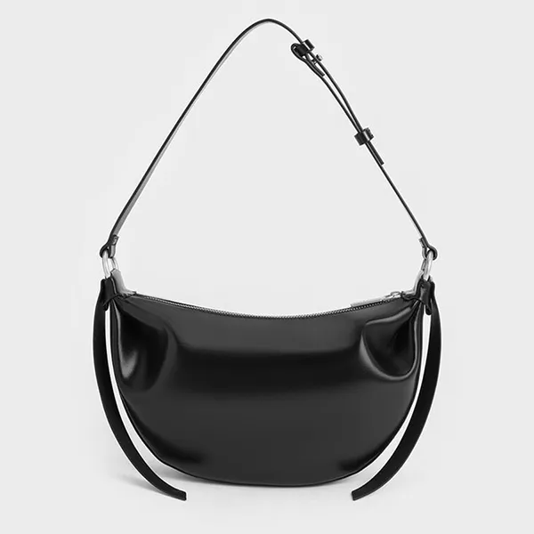 Túi Đeo Vai Nữ Charles & Keith CNK Calla Half-Moon Bag - Noir CK2-20671663 Màu Đen