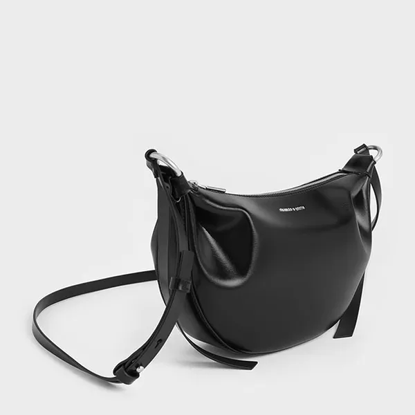 Túi Đeo Vai Nữ Charles & Keith CNK Calla Half-Moon Bag - Noir CK2-20671663 Màu Đen