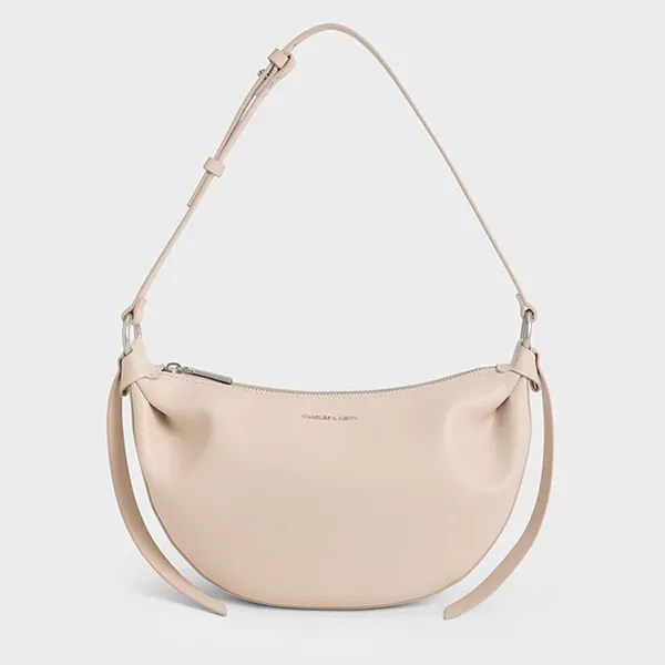 Túi Đeo Vai Nữ Charles & Keith CNK Calla Half-Moon Bag - Oat CK2-20671663 Màu Kem