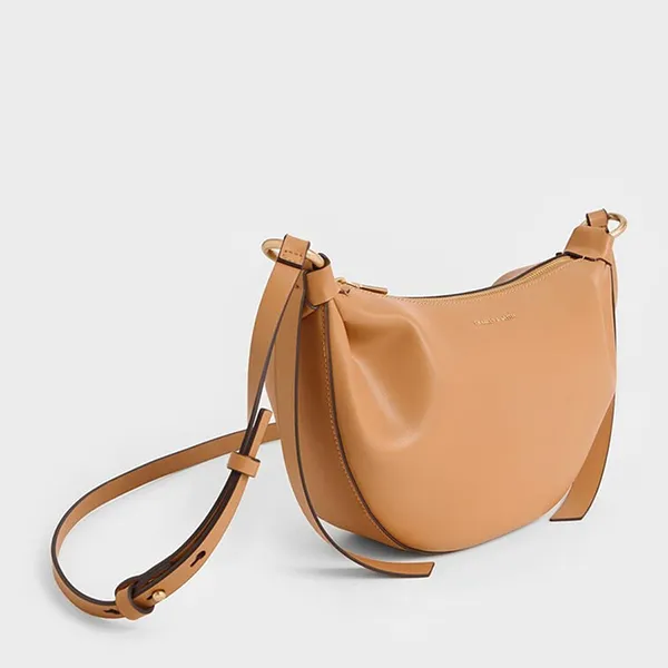 Túi Đeo Vai Nữ Charles & Keith CNK Calla Half-Moon Bag - Toffee CK2-20671663 Màu Cam Nâu