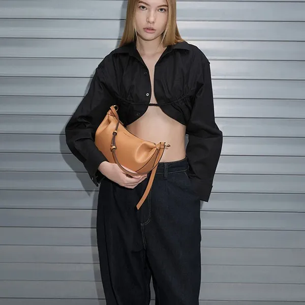 Túi Đeo Vai Nữ Charles & Keith CNK Calla Half-Moon Bag - Toffee CK2-20671663 Màu Cam Nâu