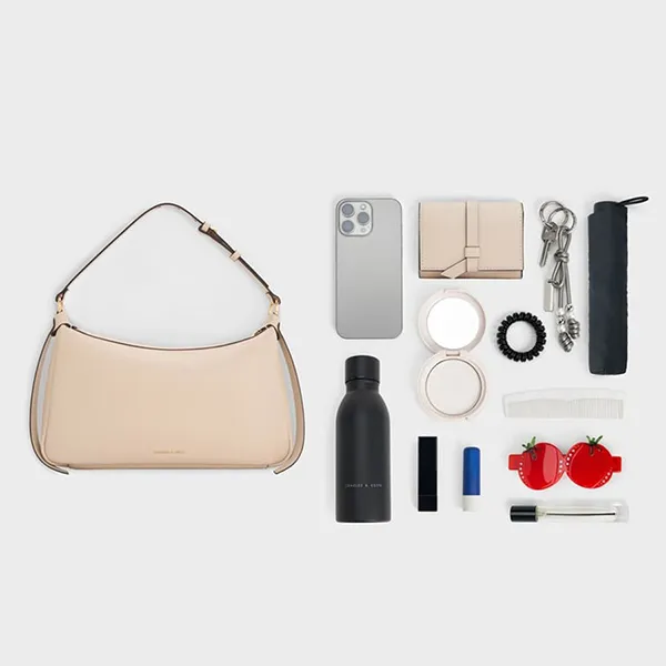 Túi Đeo Vai Nữ Charles & Keith CNK Calla Shoulder Bag - Oat CK2-20671783_OAT Màu Be