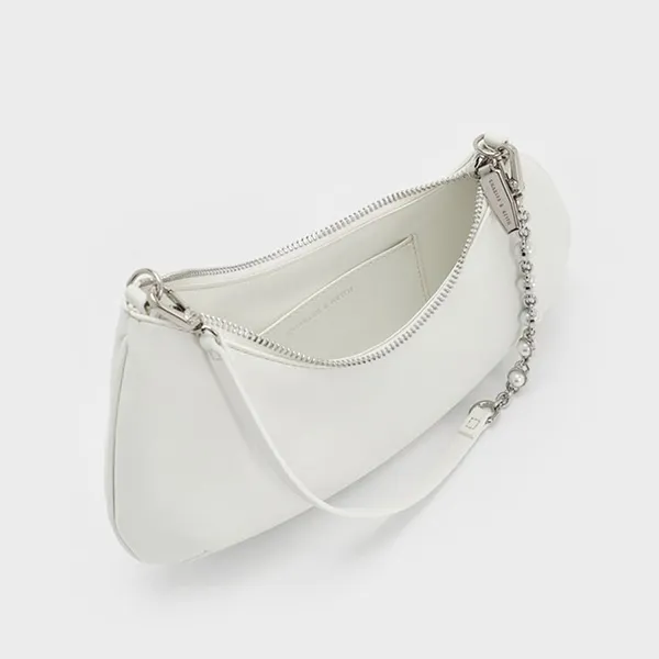 Túi Đeo Vai Nữ Charles & Keith CNK Dion Chain-Handle Asymmetric Shoulder Bag - White CK2-20782764_WHITE Màu Trắng