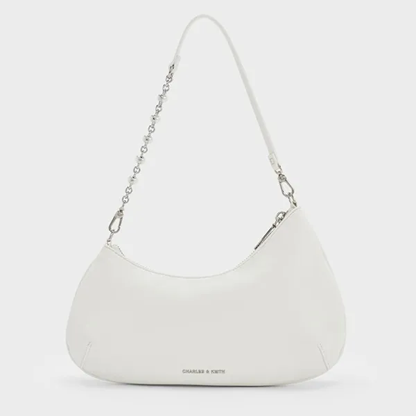 Túi Đeo Vai Nữ Charles & Keith CNK Dion Chain-Handle Asymmetric Shoulder Bag - White CK2-20782764_WHITE Màu Trắng