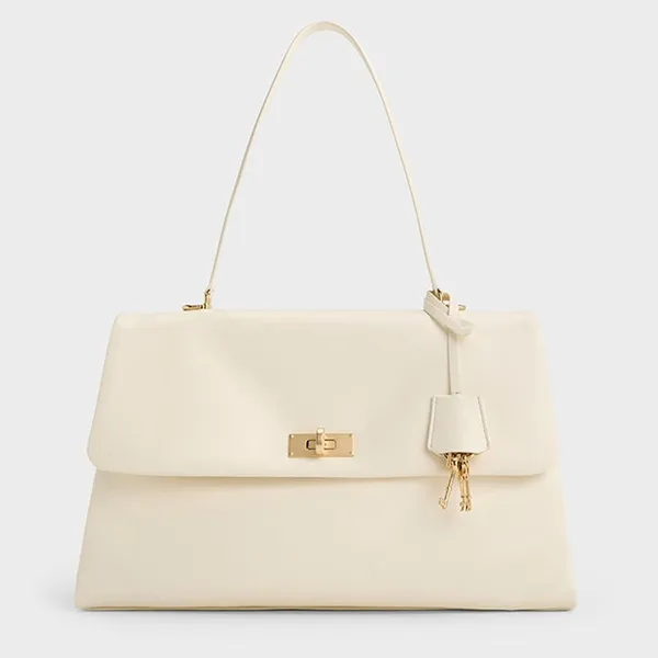 Túi Đeo Vai Nữ Charles & Keith CNK Kerry Top Handle Satchel Bag - Cream CK2-20782514 Màu Kem