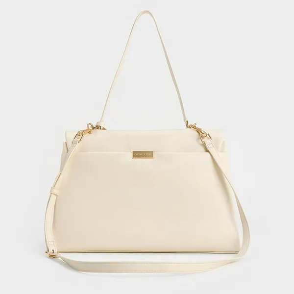 Túi Đeo Vai Nữ Charles & Keith CNK Kerry Top Handle Satchel Bag - Cream CK2-20782514 Màu Kem