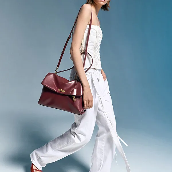 Túi Đeo Vai Nữ Charles & Keith CNK Kerry Top Handle Satchel Bag - Mulberry Plum CK2-20782514 Màu Đỏ