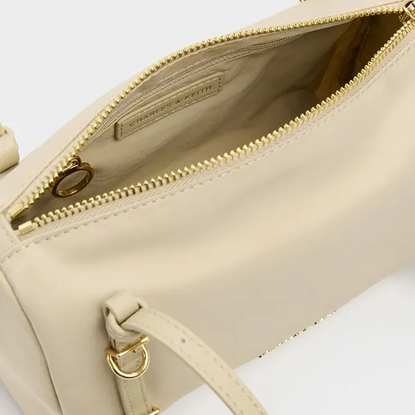 Túi Đeo Vai Nữ Charles & Keith CNK Mini Levy Nylon Shoulder Bag - Dusted Oat CK2-20151613_DU.OAT Màu Be