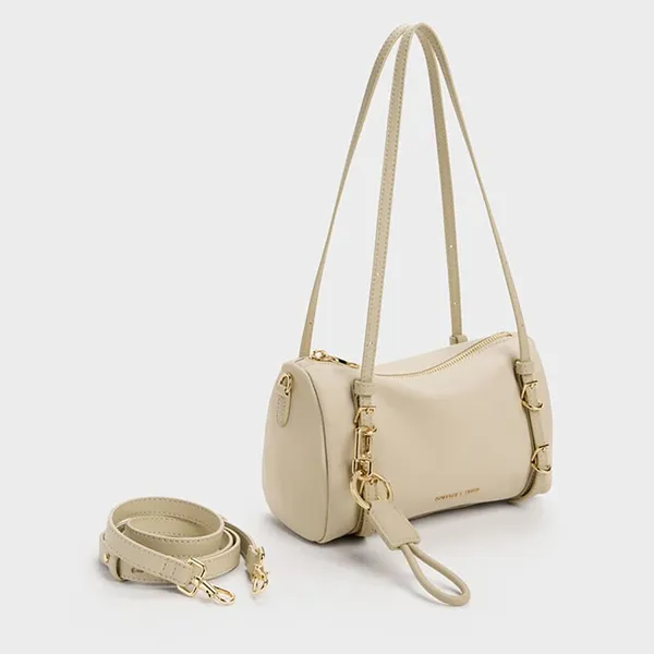 Túi Đeo Vai Nữ Charles & Keith CNK Mini Levy Nylon Shoulder Bag - Dusted Oat CK2-20151613_DU.OAT Màu Be