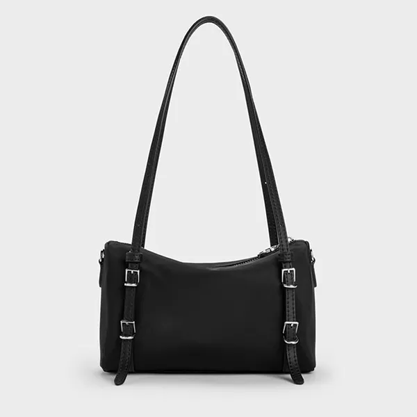 Túi Đeo Vai Nữ Charles & Keith CNK Mini Levy Nylon Shoulder Bag - Noir CK2-20151613_NOIR Màu Đen