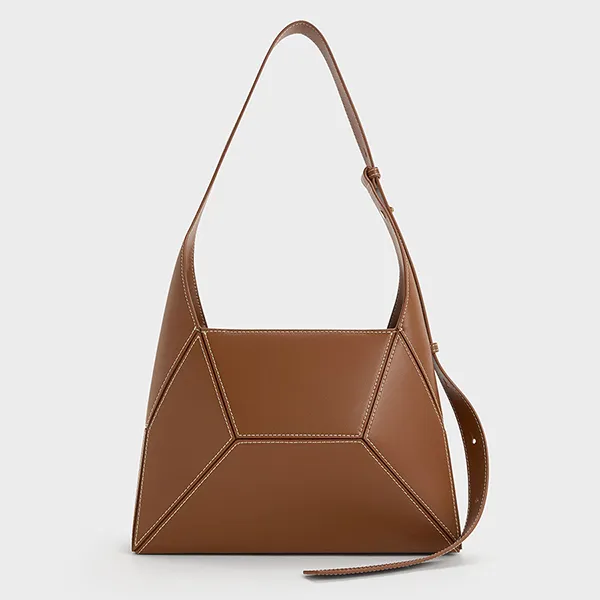 Túi Đeo Vai Nữ Charles & Keith CNK Nasrin Geometric Hobo Bag - Chocolate CK2-20782790 Màu Nâu