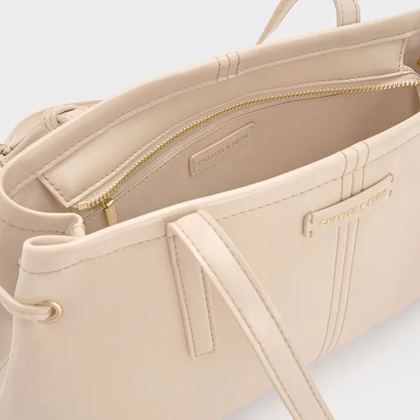Túi Đeo Vai Nữ Charles & Keith CNK Noane Elongated-Handle Shoulder Bag - Oat CK2-20782673 Màu Trắng Kem