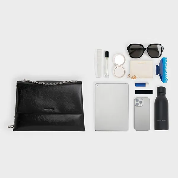 Túi Đeo Vai Nữ Charles & Keith CNK Sianna Chain-Handle Shoulder Bag - Black CK2-20271514_BLACK_L Màu Đen