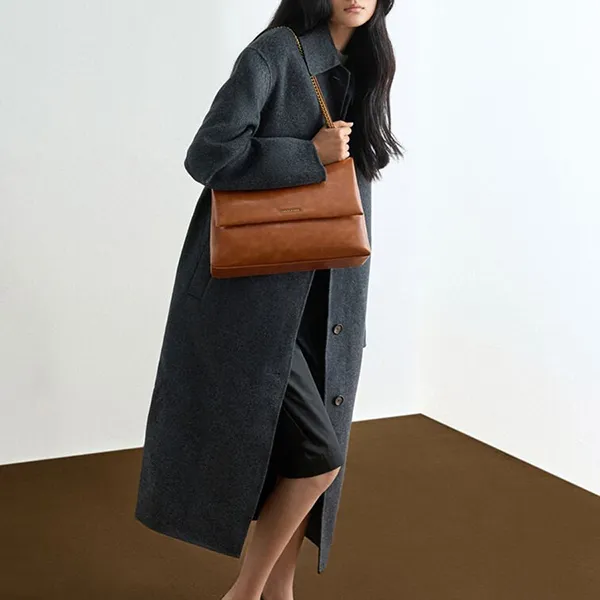 Túi Đeo Vai Nữ Charles & Keith CNK Sianna Chain-Handle Shoulder Bag - Distressed Tan CK2-20271514 Màu Nâu